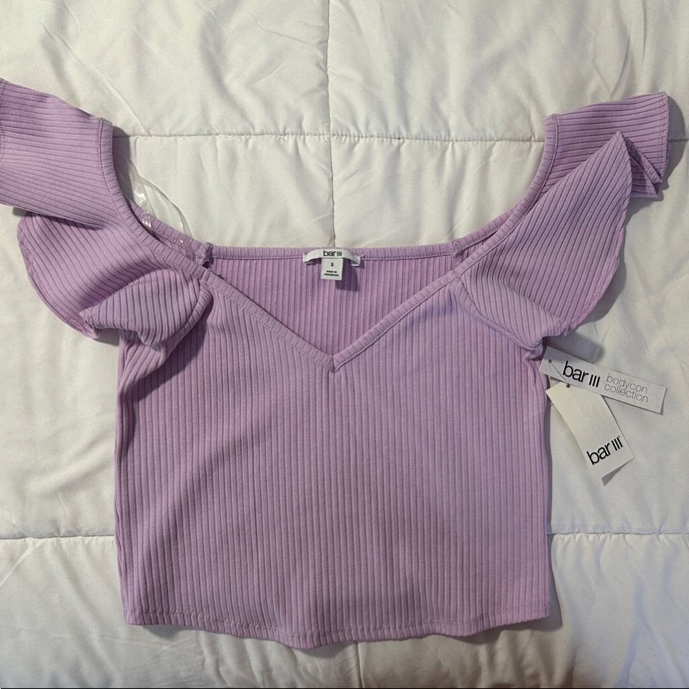 Zara Lilac Off-Shoulder Top